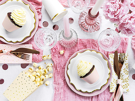 Petites Assiettes Candy Bar Blanc Rose Doré