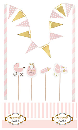 Déco de gateau Baby Shower Rose