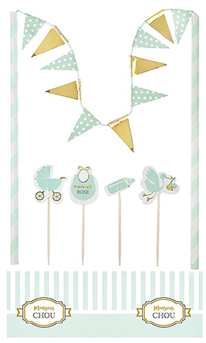 Déco de gateau Baby Shower Vert