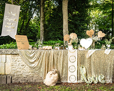 Décoration Mariage Amour Champêtre Kraft Doré