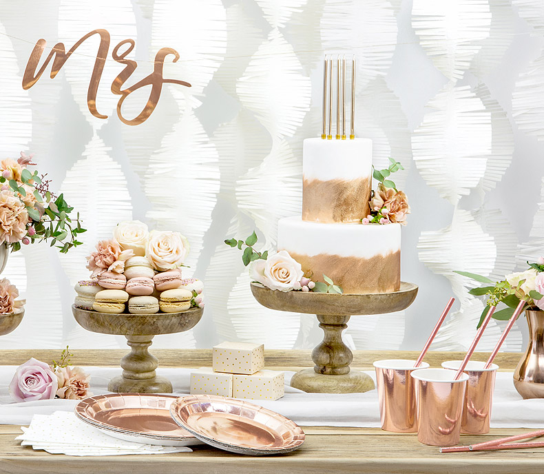 10 Assiettes jetables rondes mariage blanc et or métallisé pas chères