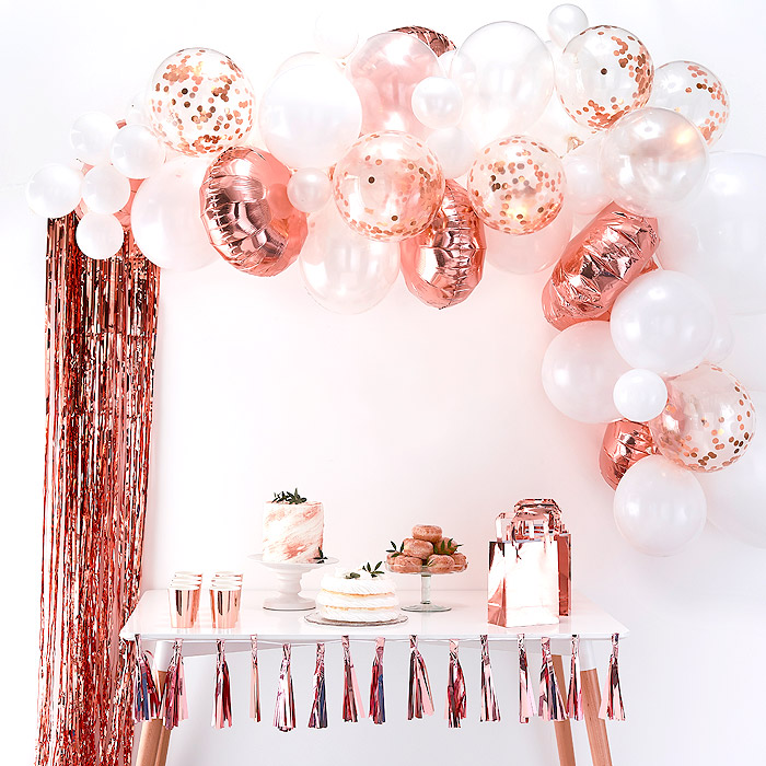 Ballons Transparents 35cm avec Confettis Rose Gold x5