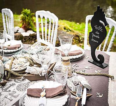 Déco Salle Table Mariage Thème Mer Elegant