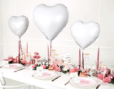 Décoration Salle Ballon Mylar Coeur Blanc