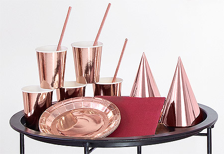 Vaisselle Carton Jetable Rose Gold Doré