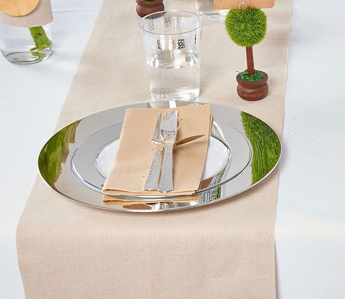 Decoration Assiettes Table Fetes Elegant Gris Argent