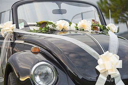 Ruban Noeud Tulle Blanc Cassé Ivoire Déco Voiture Mariage