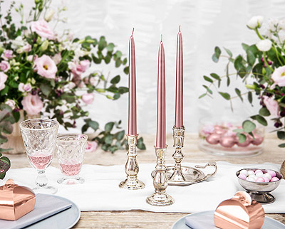 Décoration bougies chandelier rose gold