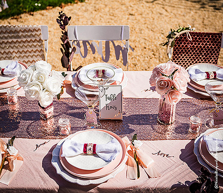 Déco Centre Table Mariage Elégant Blanc Rose Gold Doré