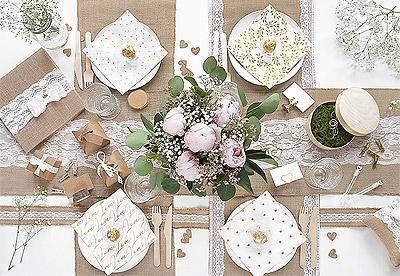 Décoration Table Mariage Bio Bois Boho