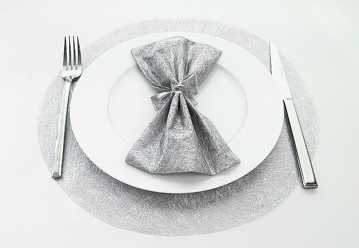 Assiettes Joyeux Anniversaire blanc/argent x6