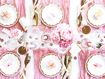 Décoration Centre de Table Mariage Chic Blanc Rose Doré