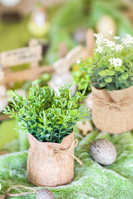 Pot Jute avec Plante Verte Artificielle Centre de Table | Décoration  Florale Mariage