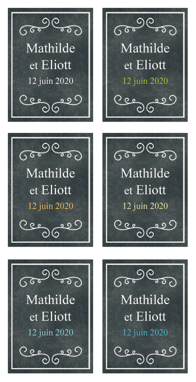 Étiquette ardoise autocollante rectangulaire 8,5 x 5 cm / 8 pcs.