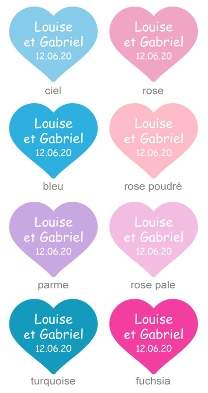 20 étiquettes autocollantes en forme de coeur