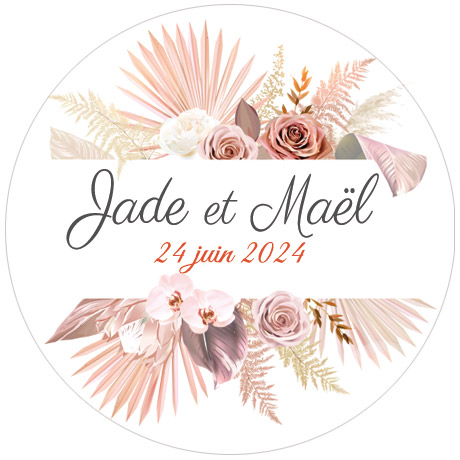 Etiquettes autocollantes pour bouteilles personnalisés mariage floral