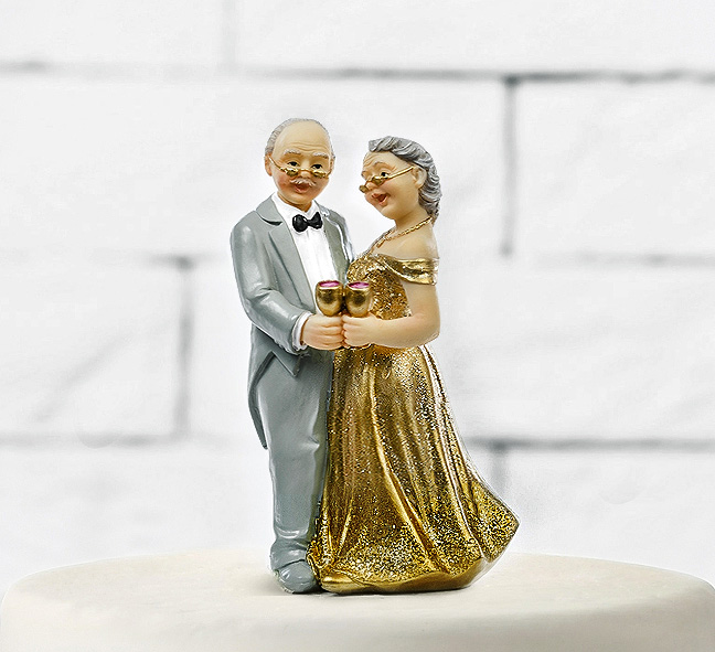 Figurine Couple Mariés Anniversaire Noces d'or Papi Mamie