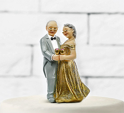 Figurine Couple Mariés Anniversaire Noces d'or Papi Mamie