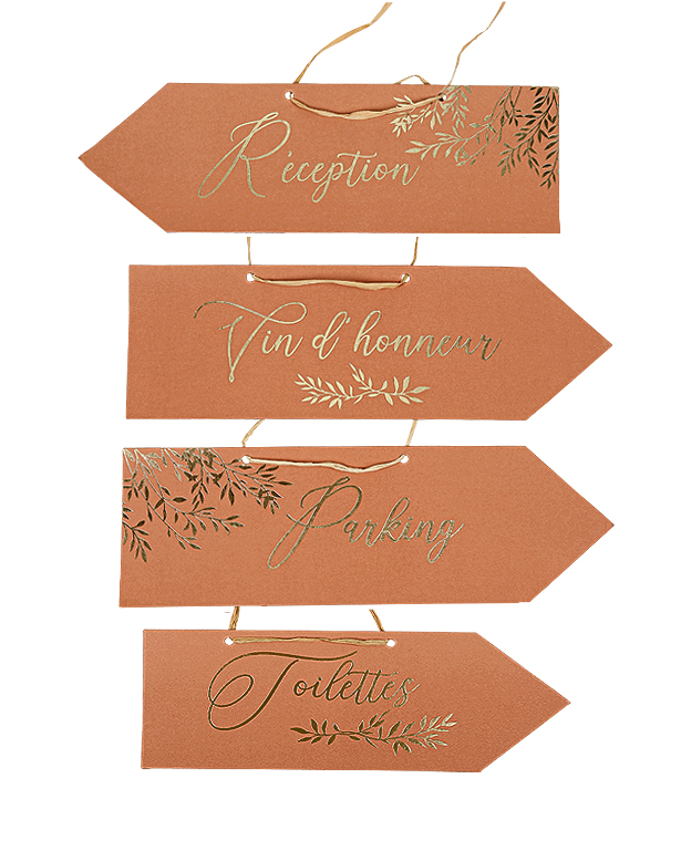 Pancarte Signalisation Réception Mariage Terracotta