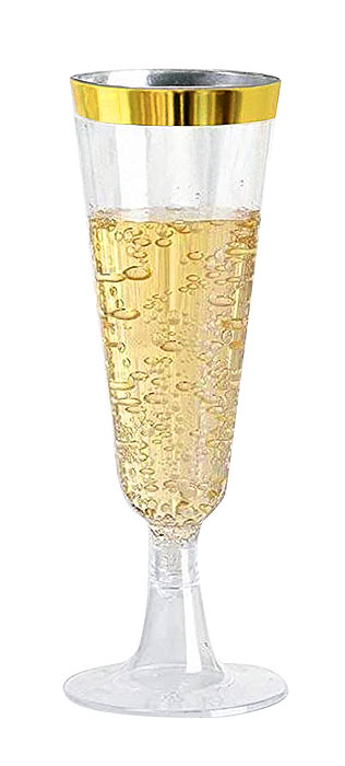 Flutes à Champagne Plastique Réutilisables Pied Couleur x10