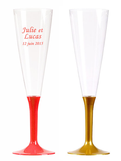 Flute Champagne Réutilisable Pvc Doré Rouge
