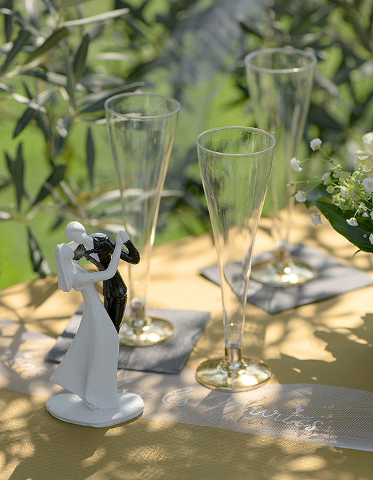 Grande verrine en plastique argenté et coupe dessert jetable pour les arts  de la table.