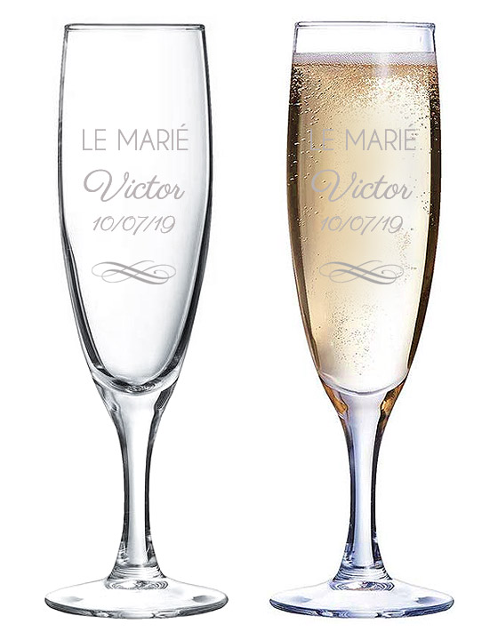 Flute à Champagne Gravée Personnalisée Marié