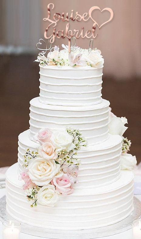 Gâteau de mariage topper rose gold