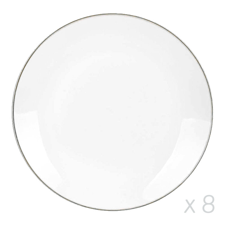 Assiettes Joyeux Anniversaire blanc/argent x6