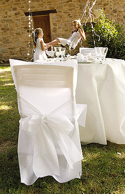 Housse de Chaise Mariage avec Noeud Blanc