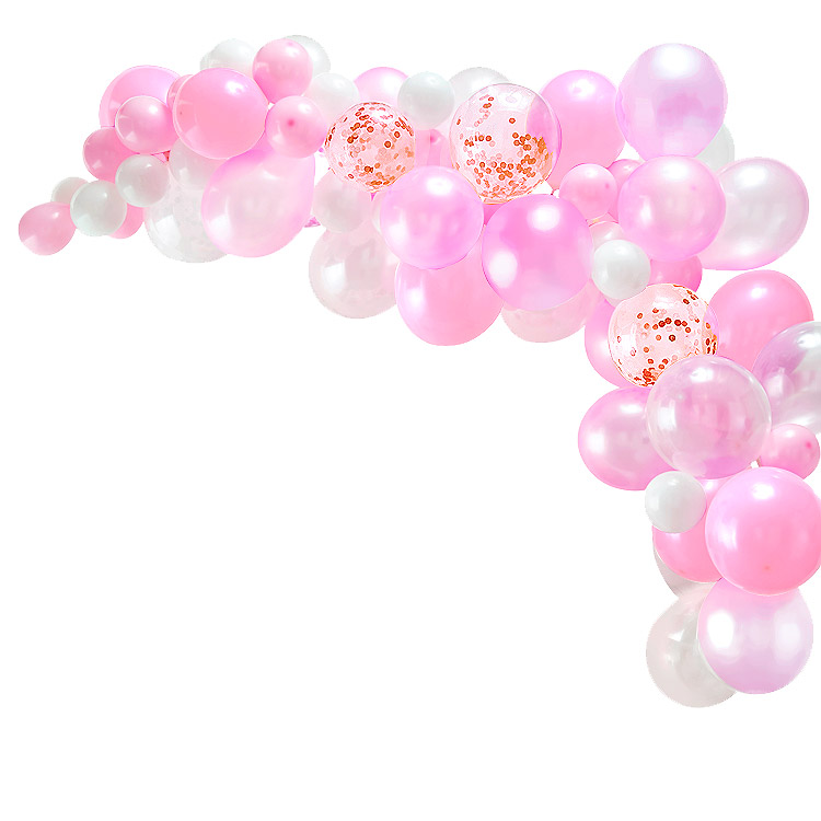 Kit arche de 70 ballons rose gold avec eucalyptus et roses - Vegaooparty