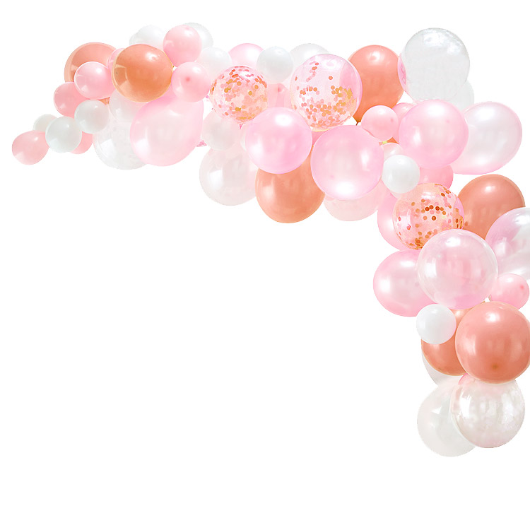 Arche de ballons : 75 ballons rose gold et champagne - décoration