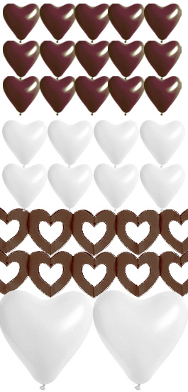 Kit Ballon Mariage en forme de Coeur Chocolat et Blanc