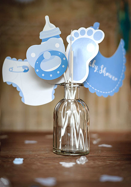 Kit photobooth Baby Shower bleu