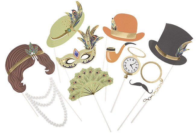 Kit accessoires pour fêtes jeux et animations : chapeaux, serpentins