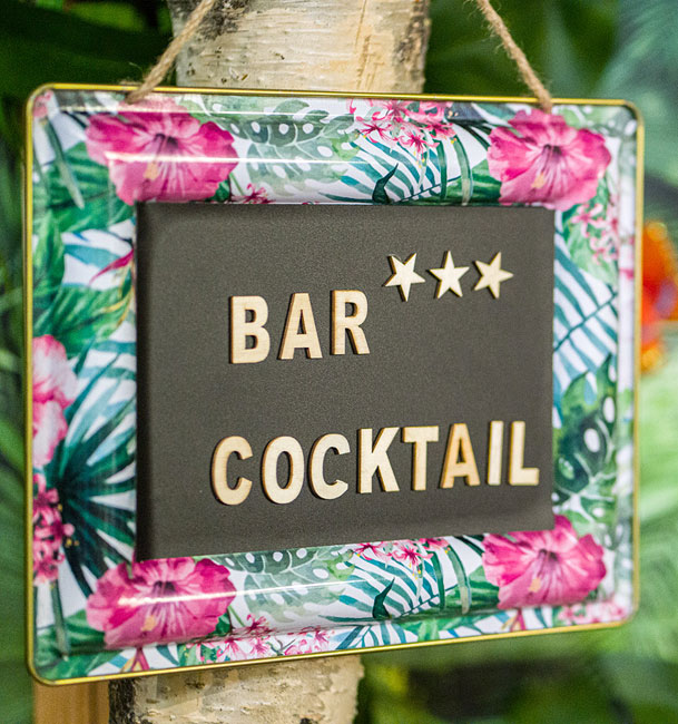 Lettres et Symboles en Bois Autocollant pour Pancarte Bar Cocktail