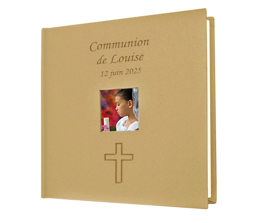 Livre d'Or Kraft Personnalisé Croix Communion