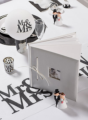 Livre d'Or Cuir Luxe Blanc Thème Mr et Mrs