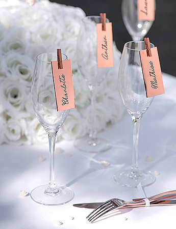 Marque Nom Invités Table sur Verre Déco Thème Rose Gold