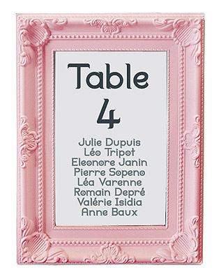 Marque table menu cadre rose pas cher