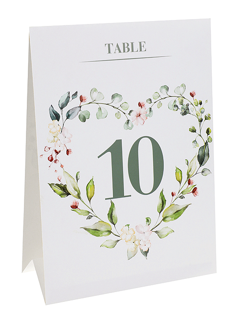 Marque Table Numéro 1 à 10 Végétal Sauge Green