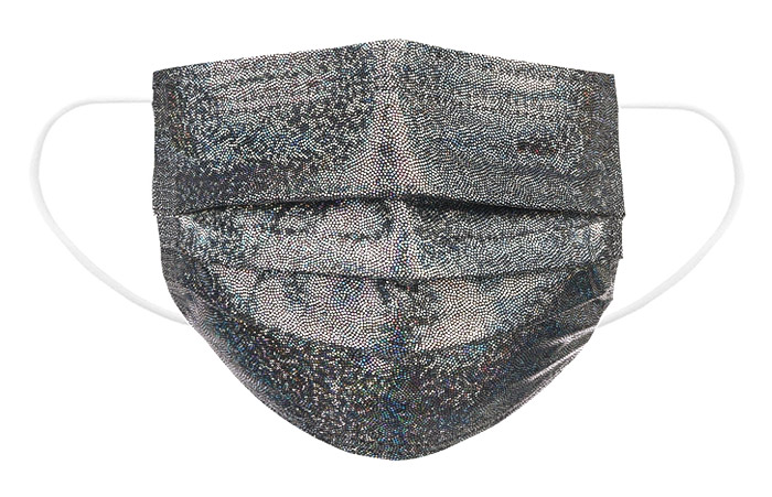 Masque Chirurgical Paillettes Noir Argenté