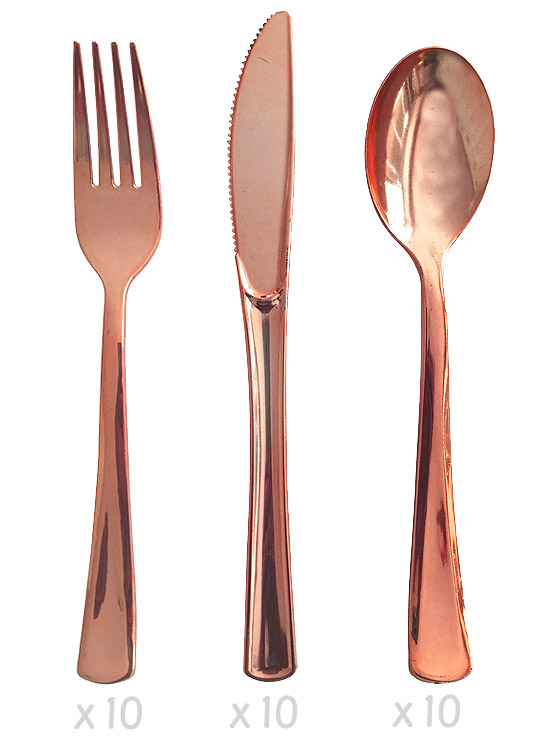 Ménagère 30 Couverts Réutilisables Rose Gold