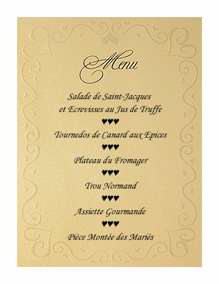 Menu Mariage DIY à Personnaliser Ecru Ivoire