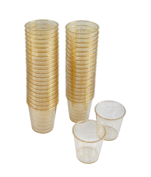 Mini Verrines Pvc Cylindriques Pailletées Dorées x40