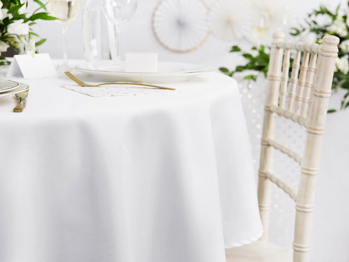 Nappe Ronde Blanche Luxe Mariage 230 cm