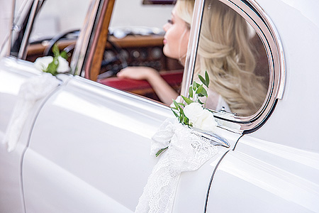 Noeud Déco Voiture Mariage Dentelle Luxe Blanc