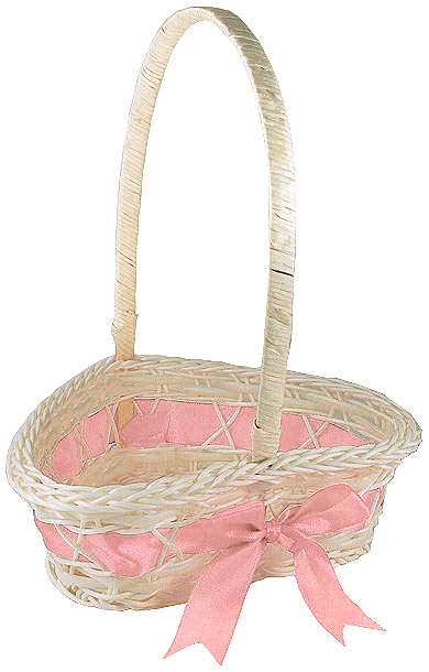 Panier en Osier Blanc Forme Coeur