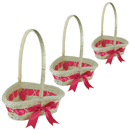 Paniers Pétales Osier Blanc Forme Coeur Mariage
