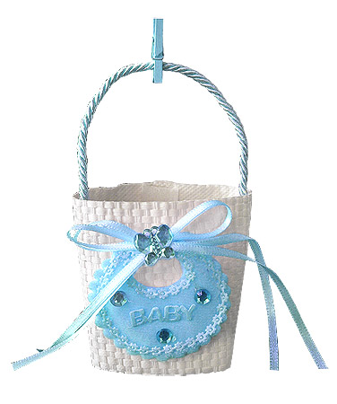 Contenant Panier Baby Dragées Bapteme ou Baby Shower Bleu Garcon